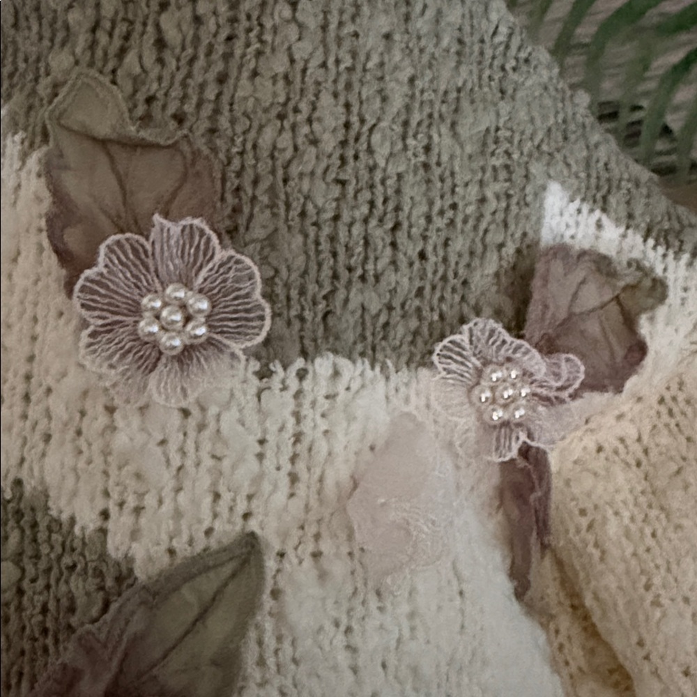 Shenanigans Vintage Boucle Floral Applique Sweater - Picture 6 of 8